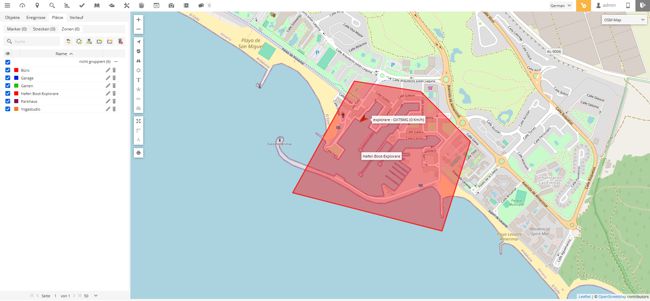 Geofence und Diebstahl Alarm für Boot Yacht und Schiff